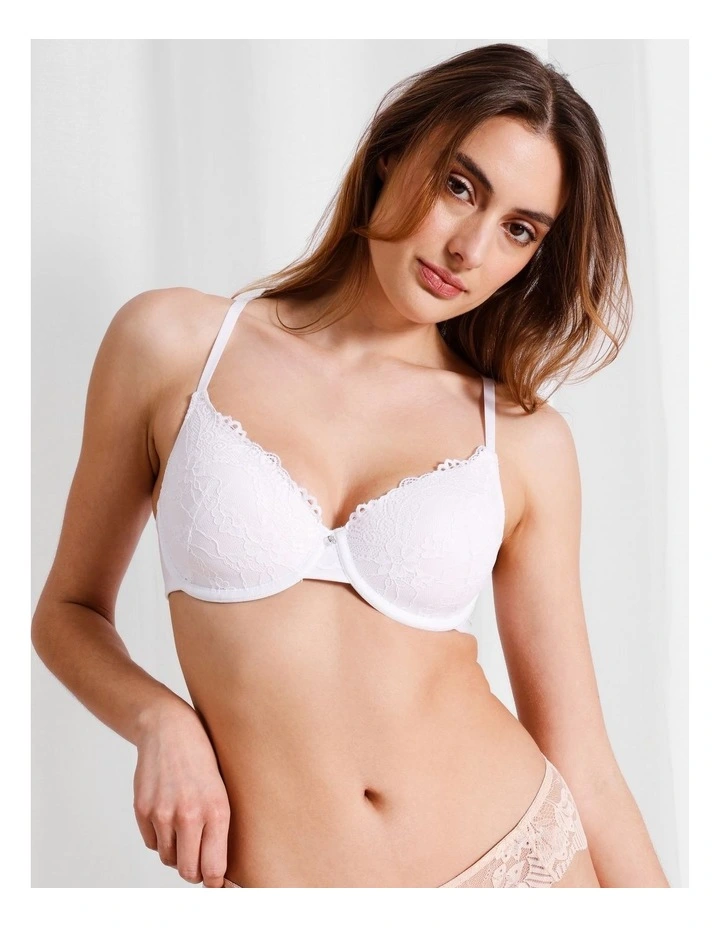 Pure Comfort Lace Plunge Bra in White image 1
