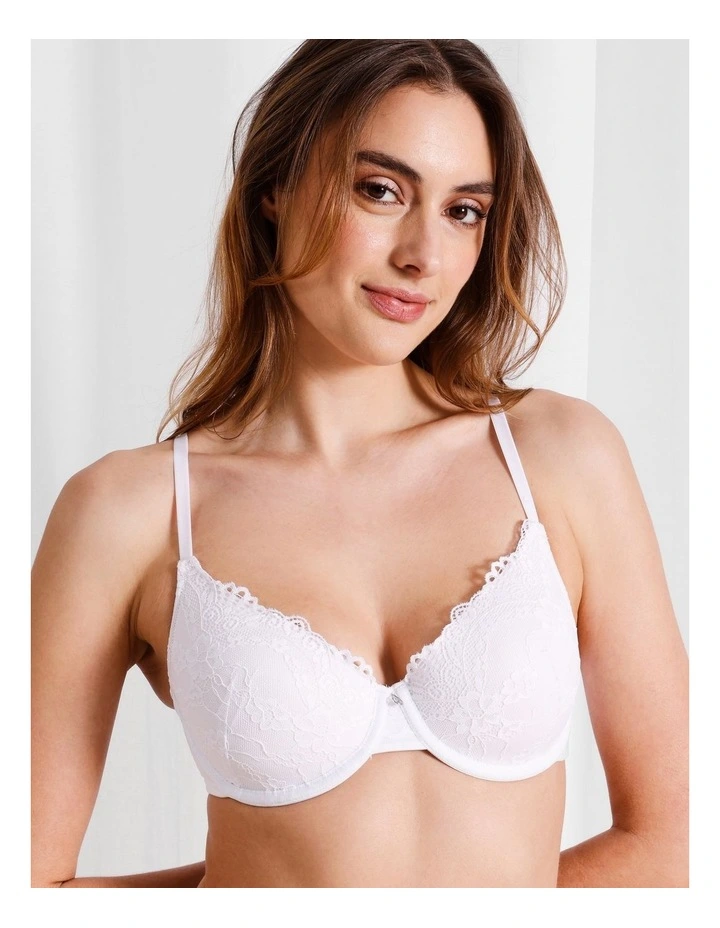 Pure Comfort Lace Plunge Bra in White image 2