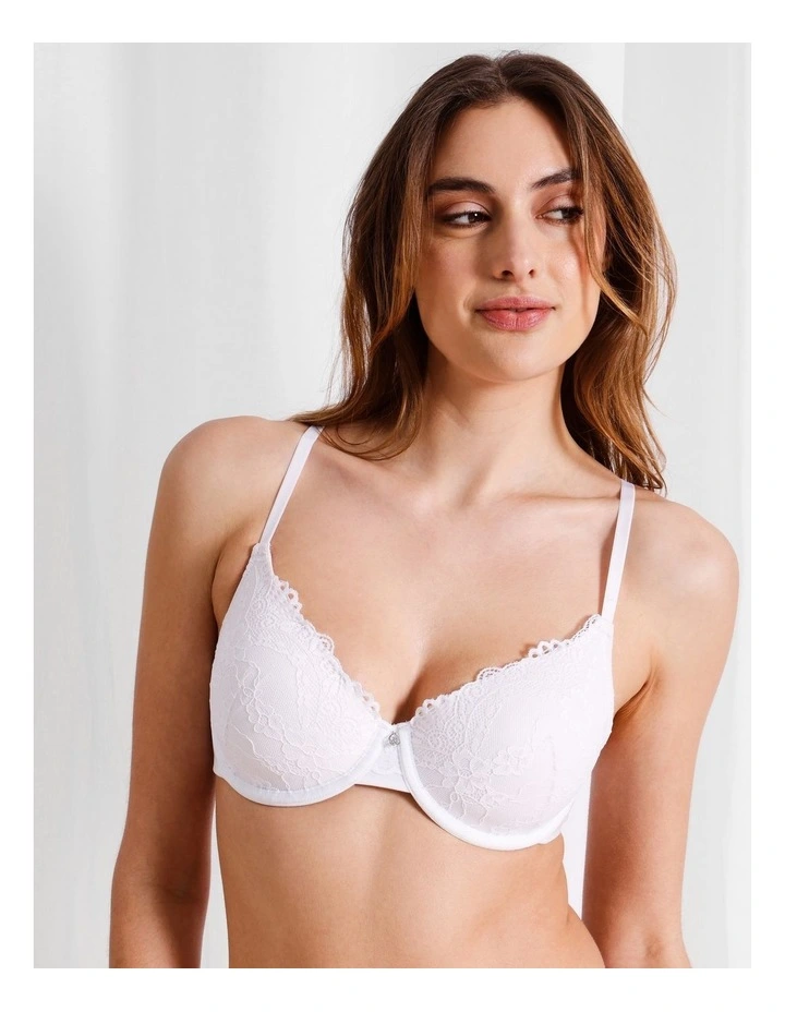 Pure Comfort Lace Plunge Bra in White image 7