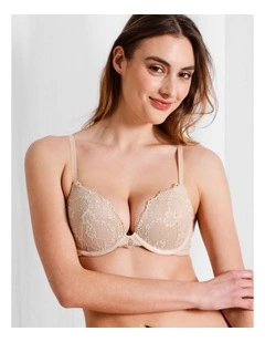 Lace Comfort Contour Push Up Bra in Beige