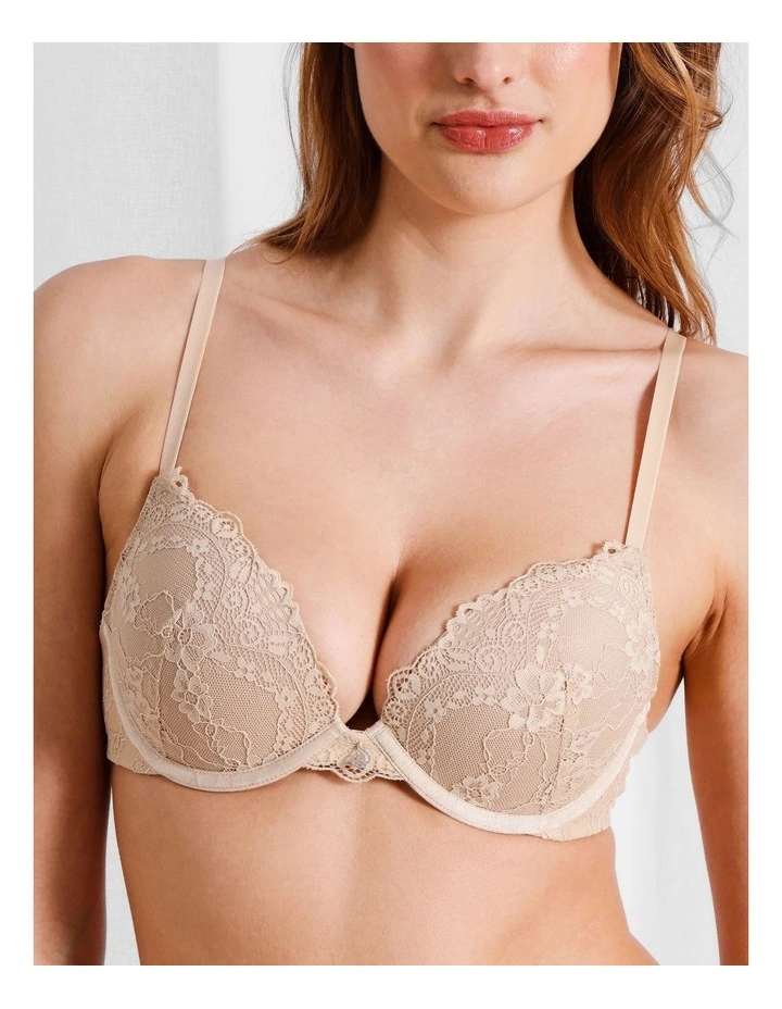 Lace Comfort Contour Push Up Bra in Beige image 3
