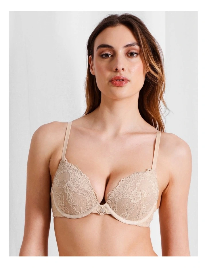 Lace Comfort Contour Push Up Bra in Beige image 5