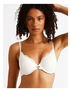 Aura Luxe Plunge Bra in White
