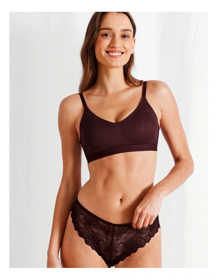 Chloe & Lola Pure Comfort Luxe Bonded Lace Bra in Plum image 1