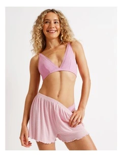 Lola Cotton Rib Triangle Bralette in Pink