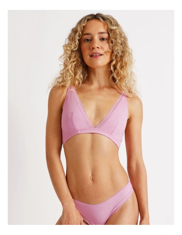 Lola Cotton Rib Triangle Bralette in Pink image 3