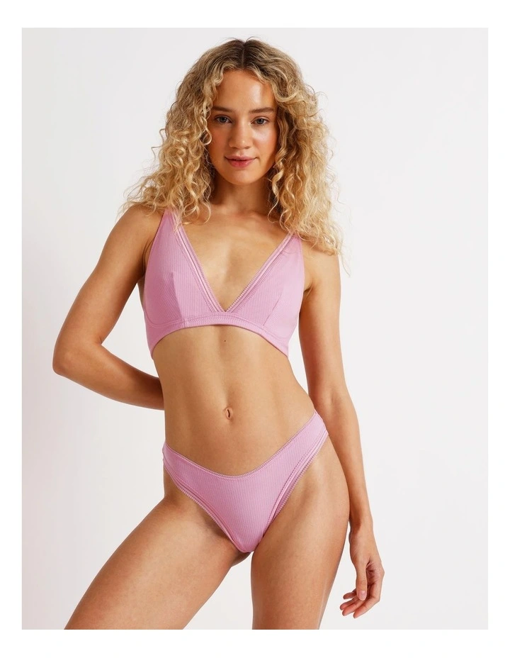 Lola Cotton Rib Triangle Bralette in Pink image 5