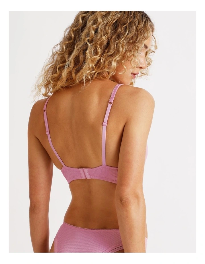 Lola Cotton Rib Triangle Bralette in Pink image 6