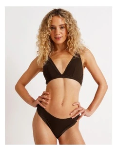 Lola Cotton Rib Triangle Bralette in Black