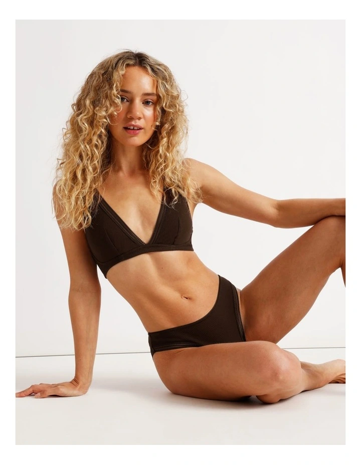 Lola Cotton Rib Triangle Bralette in Black image 2