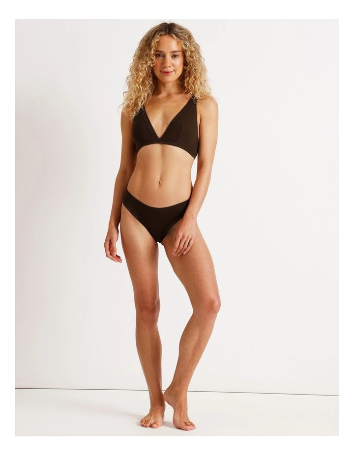 Lola Cotton Rib Triangle Bralette in Black image 3