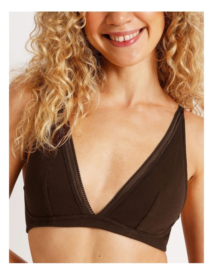 Lola Cotton Rib Triangle Bralette in Black image 5