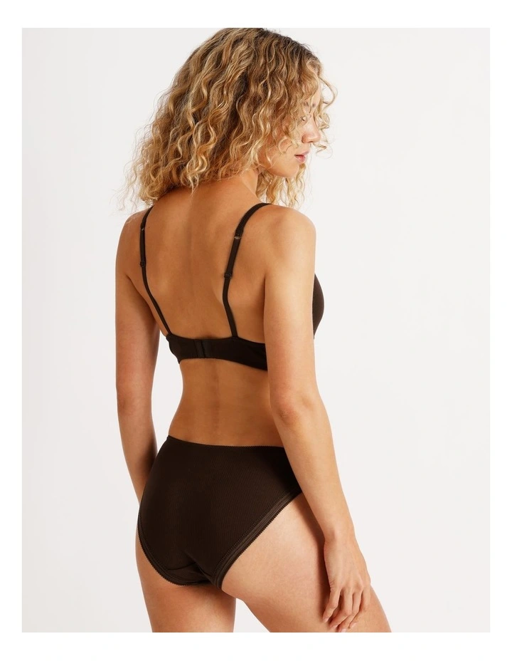 Lola Cotton Rib Triangle Bralette in Black image 6