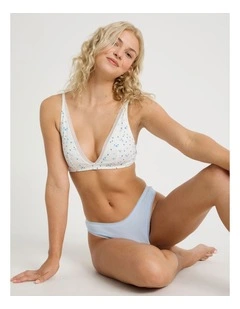 Lola Cotton Rib Triangle Bralette in White