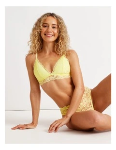 Lola Broderie Lace Longline Bralette in Yellow