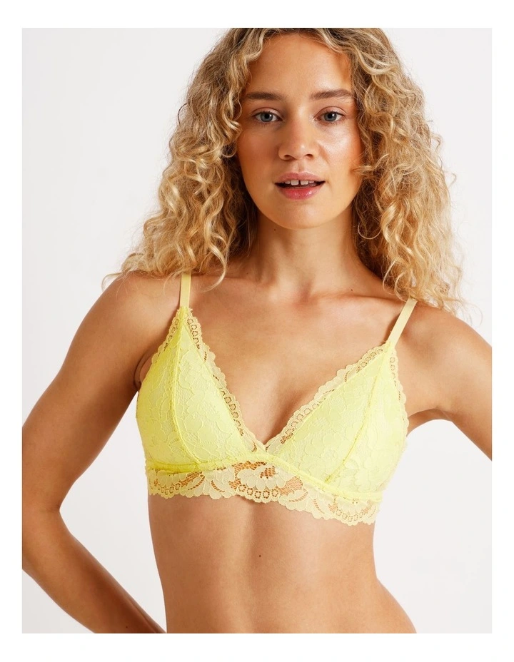 Lola Broderie Lace Longline Bralette in Yellow image 2