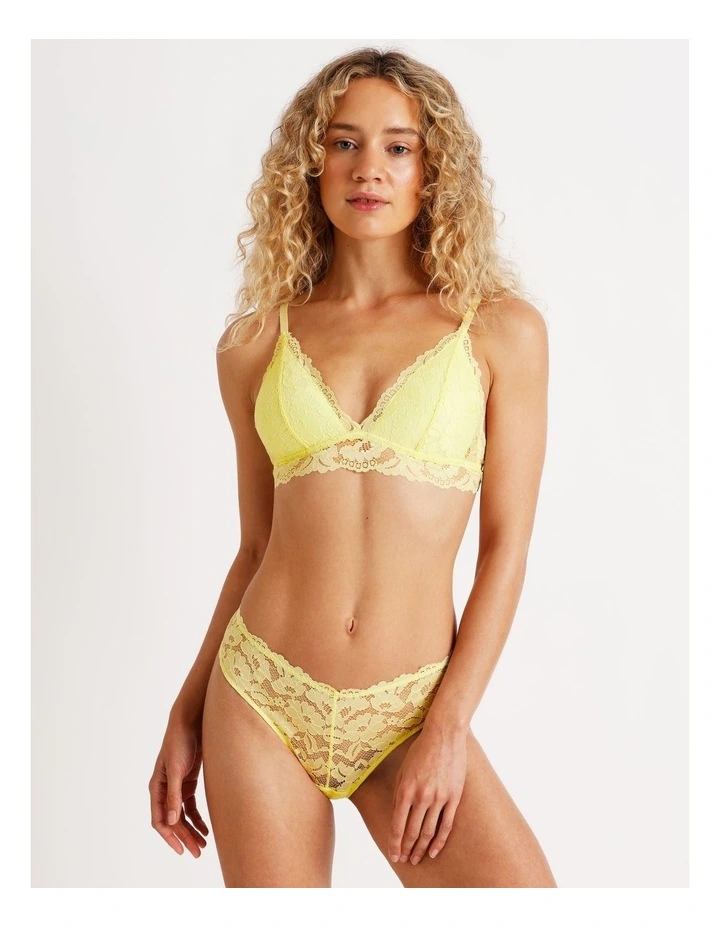 Lola Broderie Lace Longline Bralette in Yellow image 4
