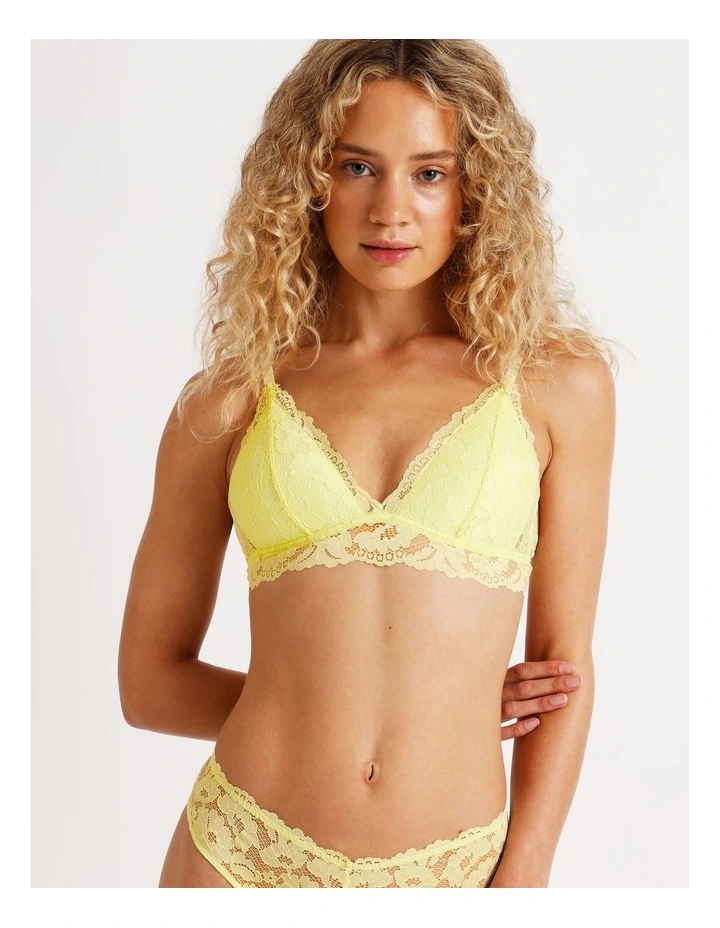 Lola Broderie Lace Longline Bralette in Yellow image 6