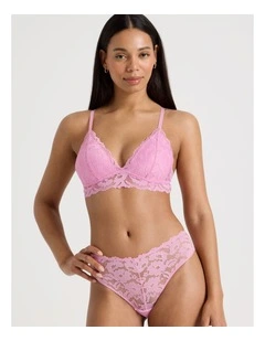 Lola Broderie Lace Longline Bralette in Pink
