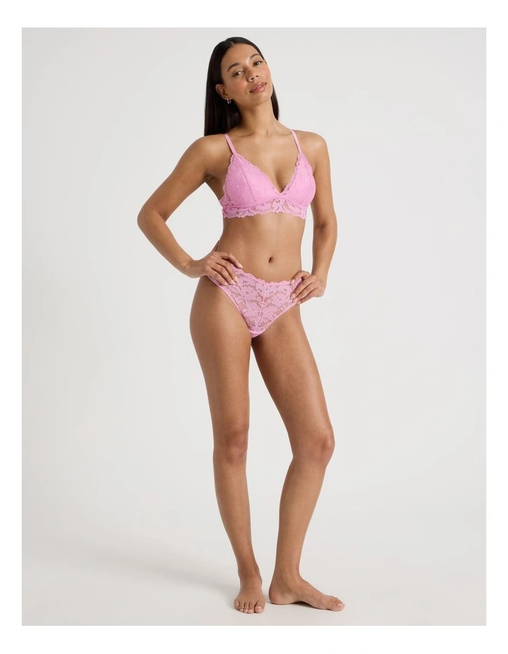 Lola Broderie Lace Longline Bralette in Pink image 3