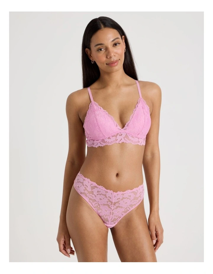 Lola Broderie Lace Longline Bralette in Pink image 4
