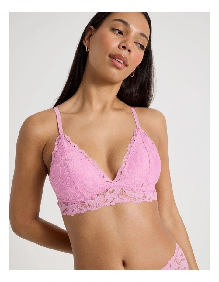 Lola Broderie Lace Longline Bralette in Pink image 5