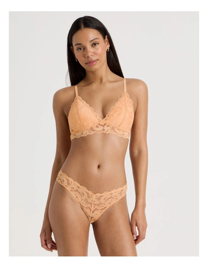 Lola Broderie Lace Longline Bralette in Apricot image 1