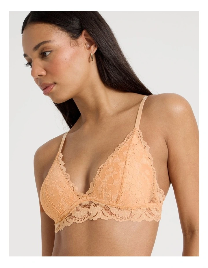 Lola Broderie Lace Longline Bralette in Apricot image 2
