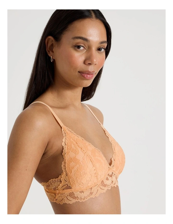 Lola Broderie Lace Longline Bralette in Apricot image 3