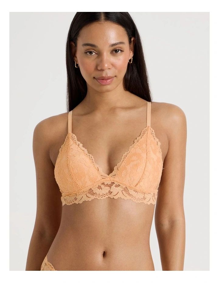 Lola Broderie Lace Longline Bralette in Apricot image 5