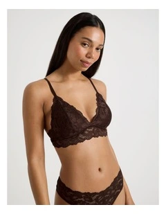 Lola Broderie Lace Longline Bralette in Chocolate