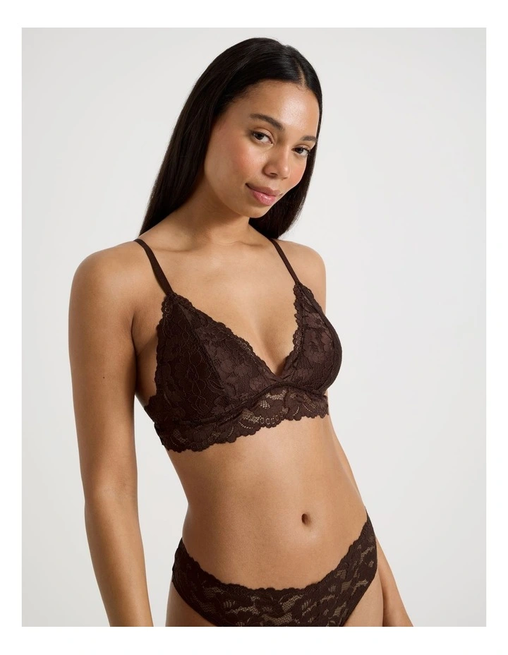 Lola Broderie Lace Longline Bralette in Chocolate image 1
