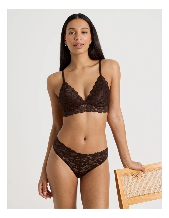 Lola Broderie Lace Longline Bralette in Chocolate image 2