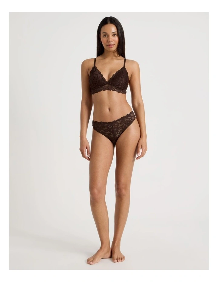 Lola Broderie Lace Longline Bralette in Chocolate image 3
