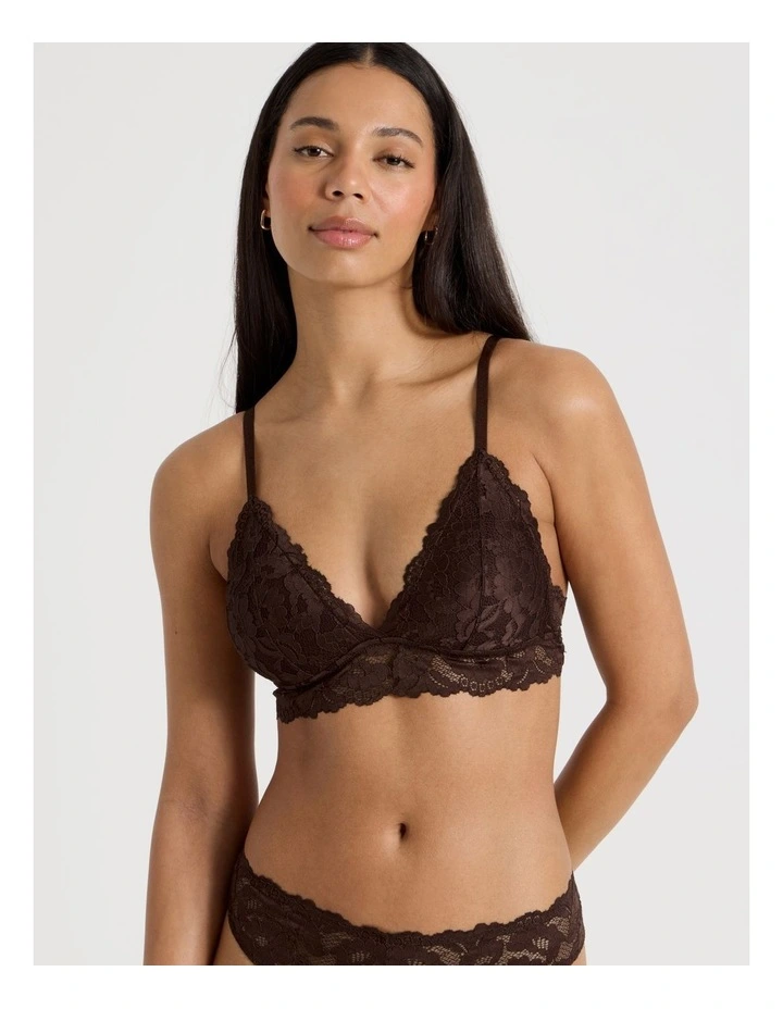 Lola Broderie Lace Longline Bralette in Chocolate image 4