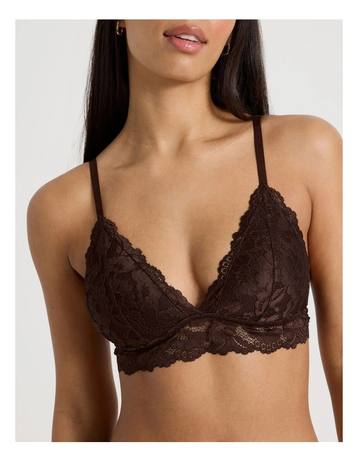 Lola Broderie Lace Longline Bralette in Chocolate image 5