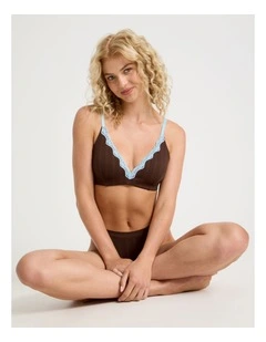 Lola Seamless Pointelle Wirefree Padded Bra in Brown