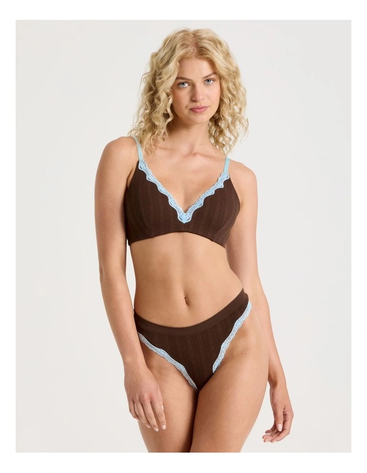 Lola Seamless Pointelle Wirefree Padded Bra in Brown image 3
