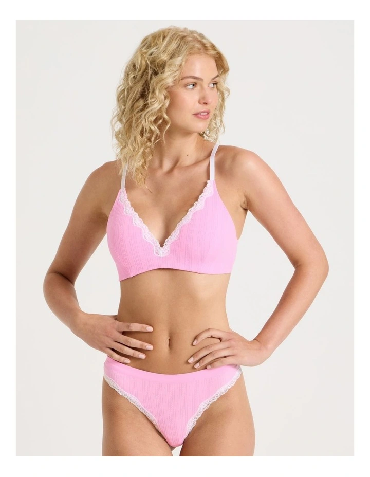 Lola Seamless Pointelle Wirefree Padded Bra in Pink image 2