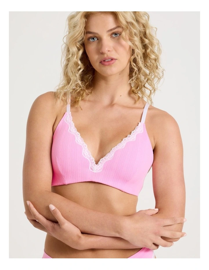 Lola Seamless Pointelle Wirefree Padded Bra in Pink image 3