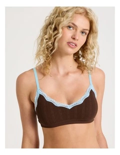 Lola Seamless Pointelle Scoop Bralette in Brown