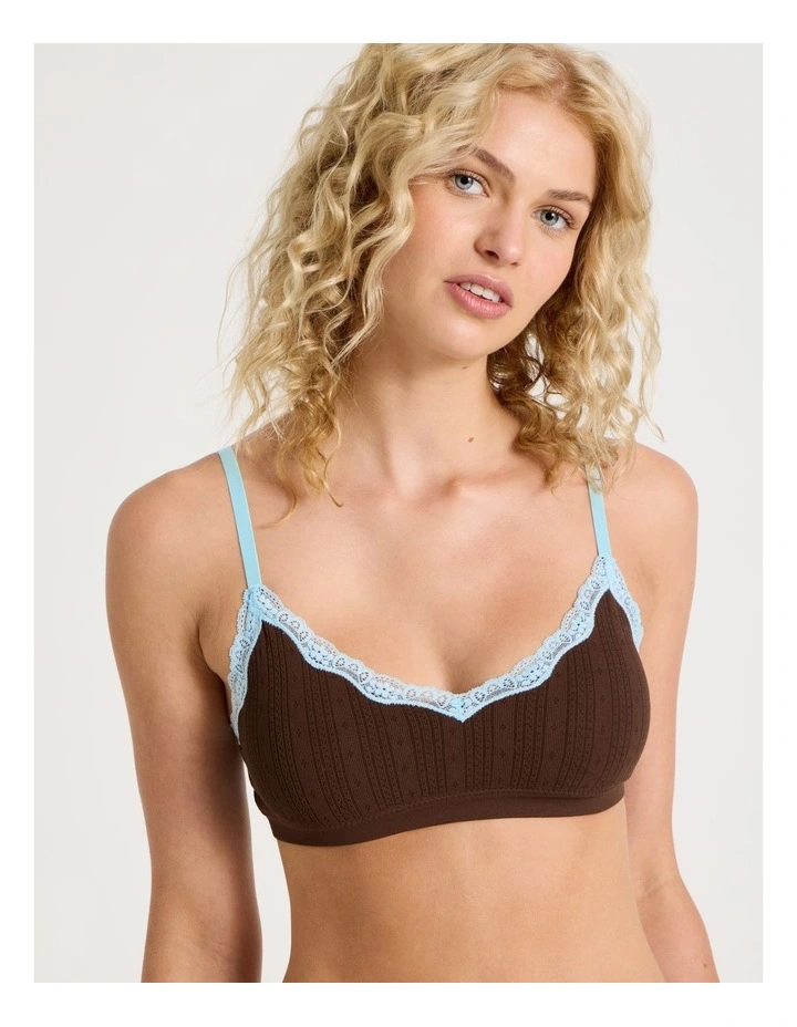 Lola Seamless Pointelle Scoop Bralette in Brown image 1