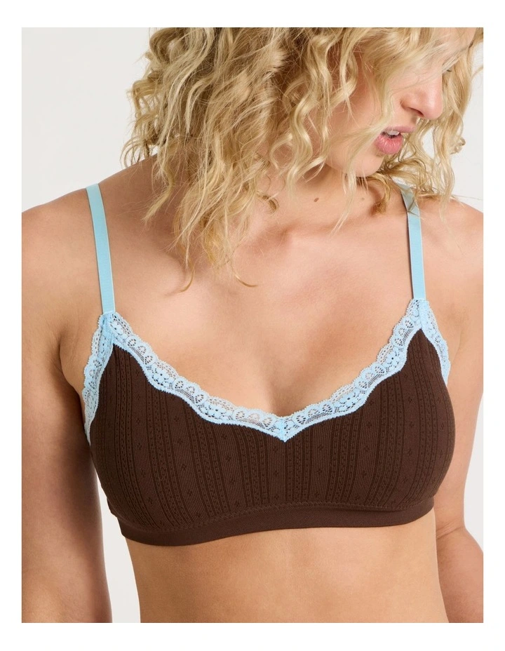 Lola Seamless Pointelle Scoop Bralette in Brown image 3