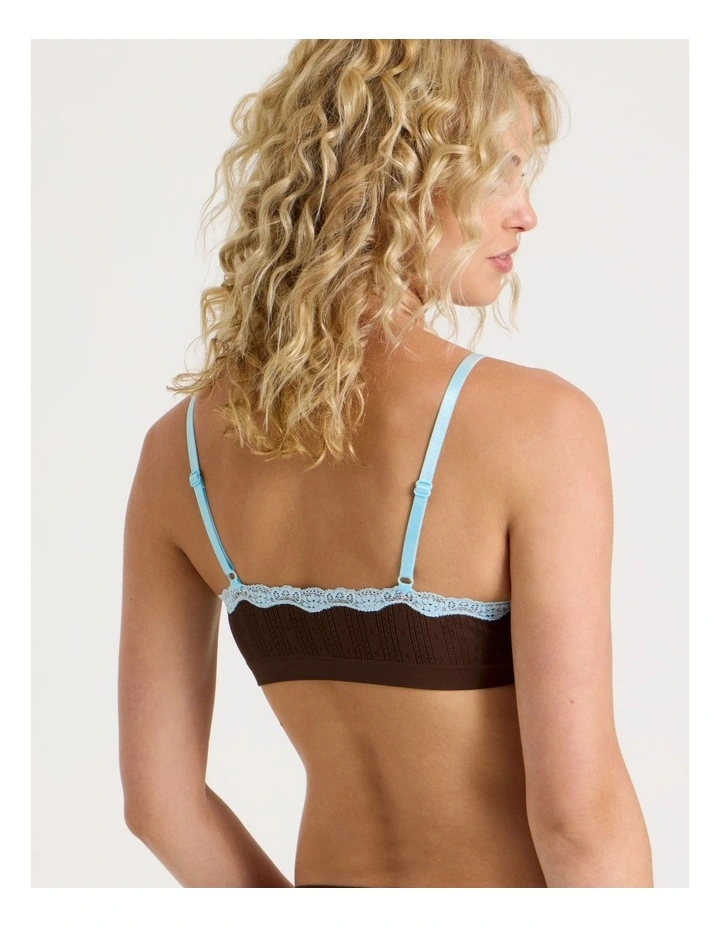 Lola Seamless Pointelle Scoop Bralette in Brown image 4