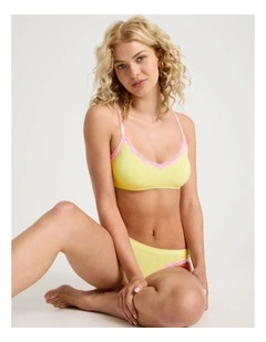 Lola Seamless Pointelle Scoop Bralette in Yellow