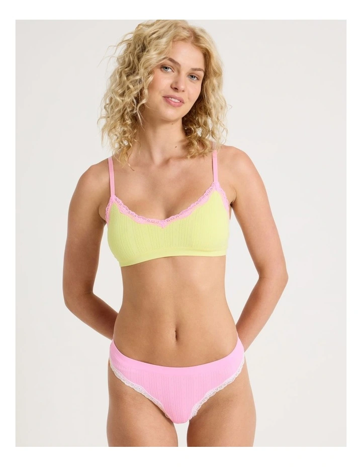 Lola Seamless Pointelle Scoop Bralette in Yellow image 3