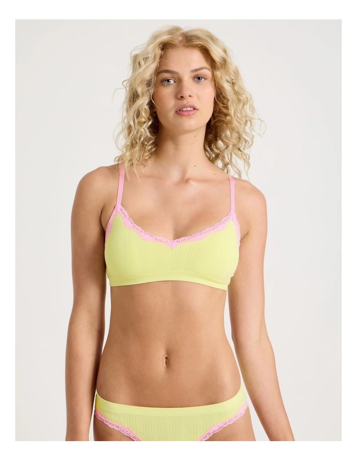 Lola Seamless Pointelle Scoop Bralette in Yellow image 4