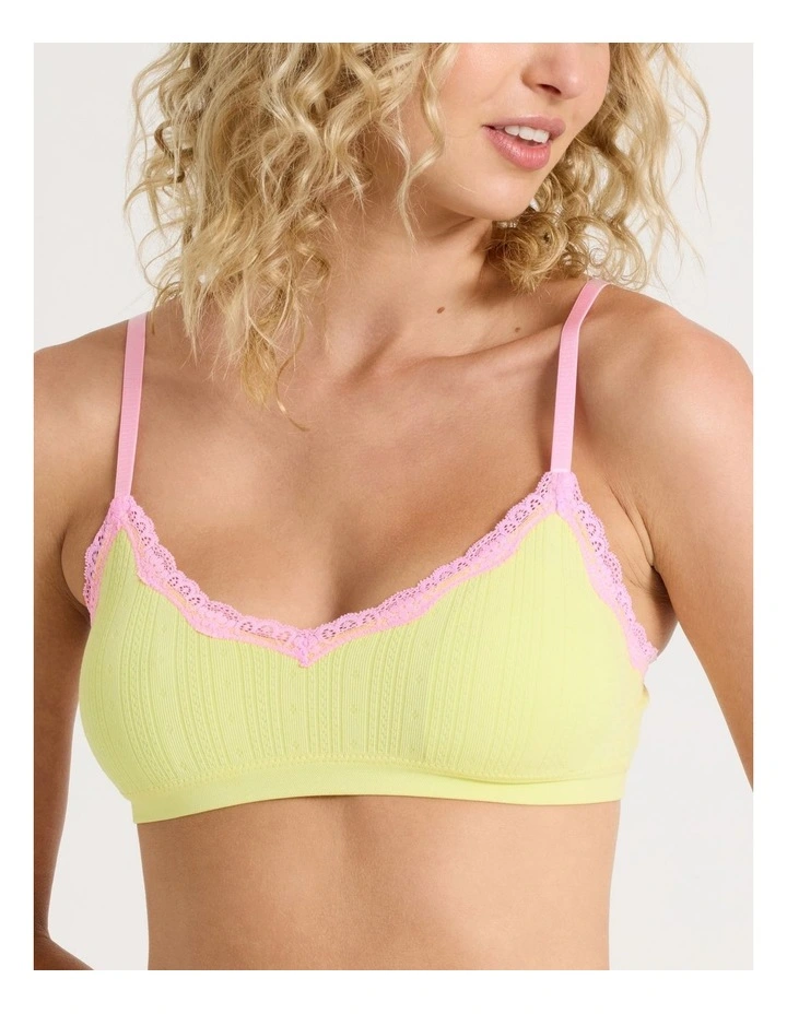 Lola Seamless Pointelle Scoop Bralette in Yellow image 6