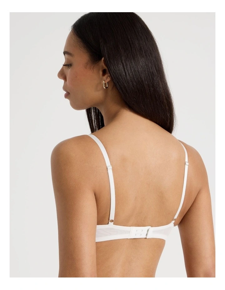 Embroidery Dainty Padded Plunge Bra in White image 6