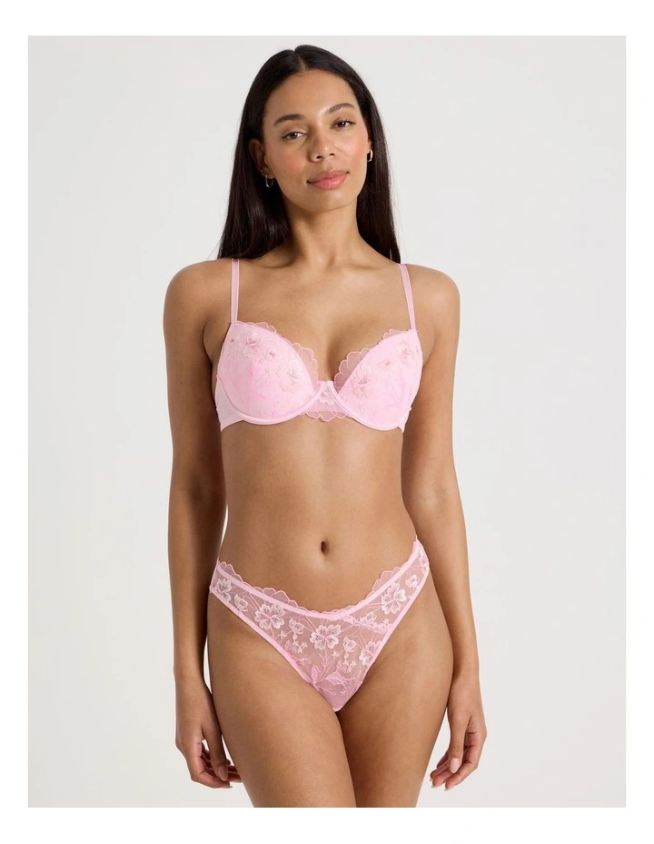 Embroidery Dainty Padded Plunge Bra in Pink image 3